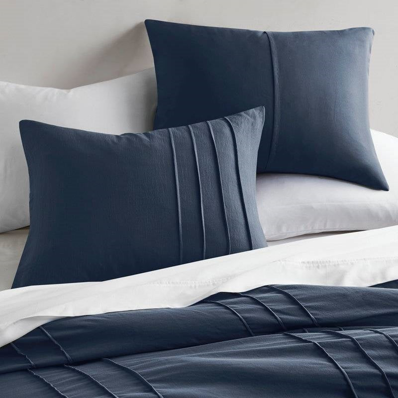 Twin/Twin XL Microfiber Pleated Bohemian style Pre-Washed Comforter Set in Navy