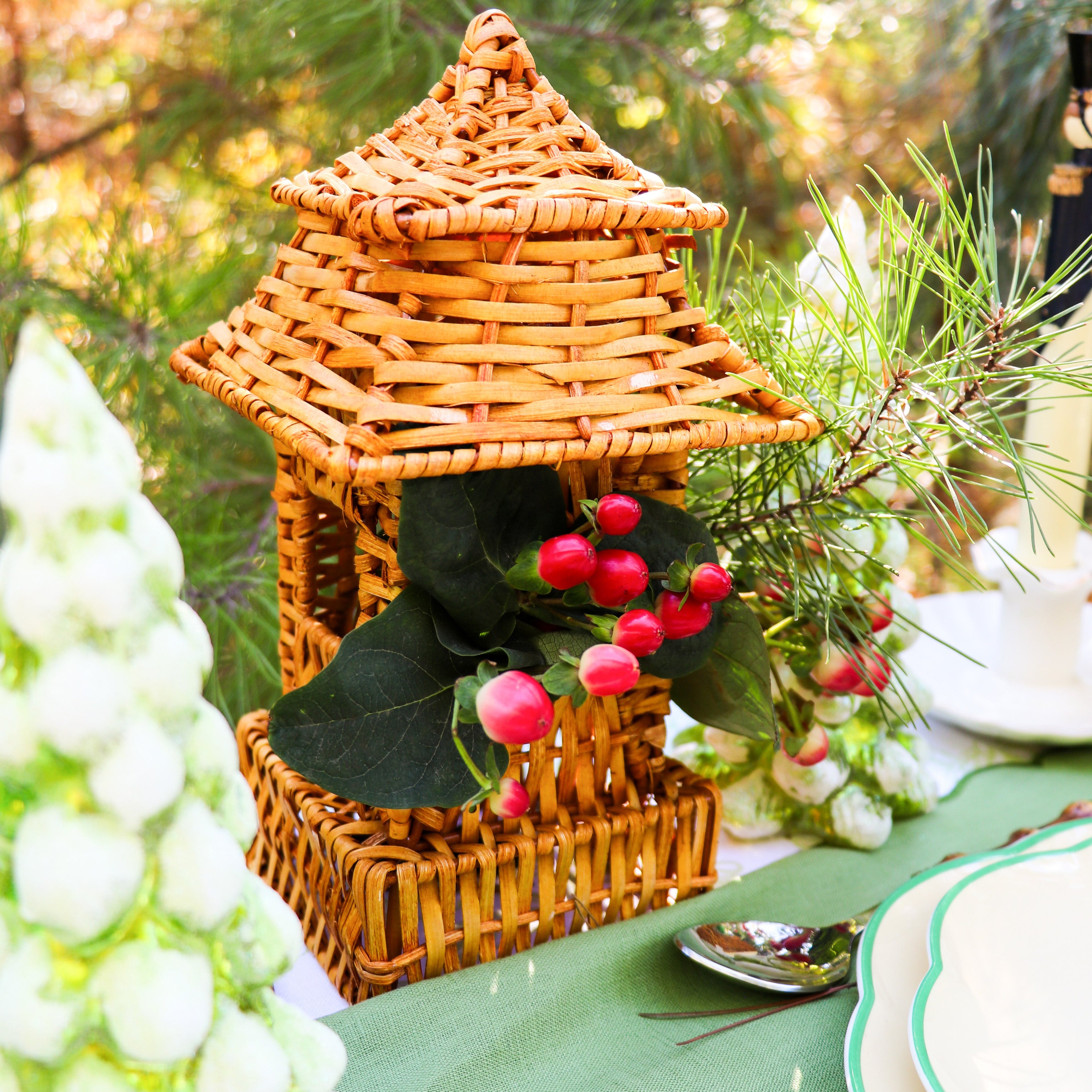 Natural Rattan Pagoda Set - Pair of Large