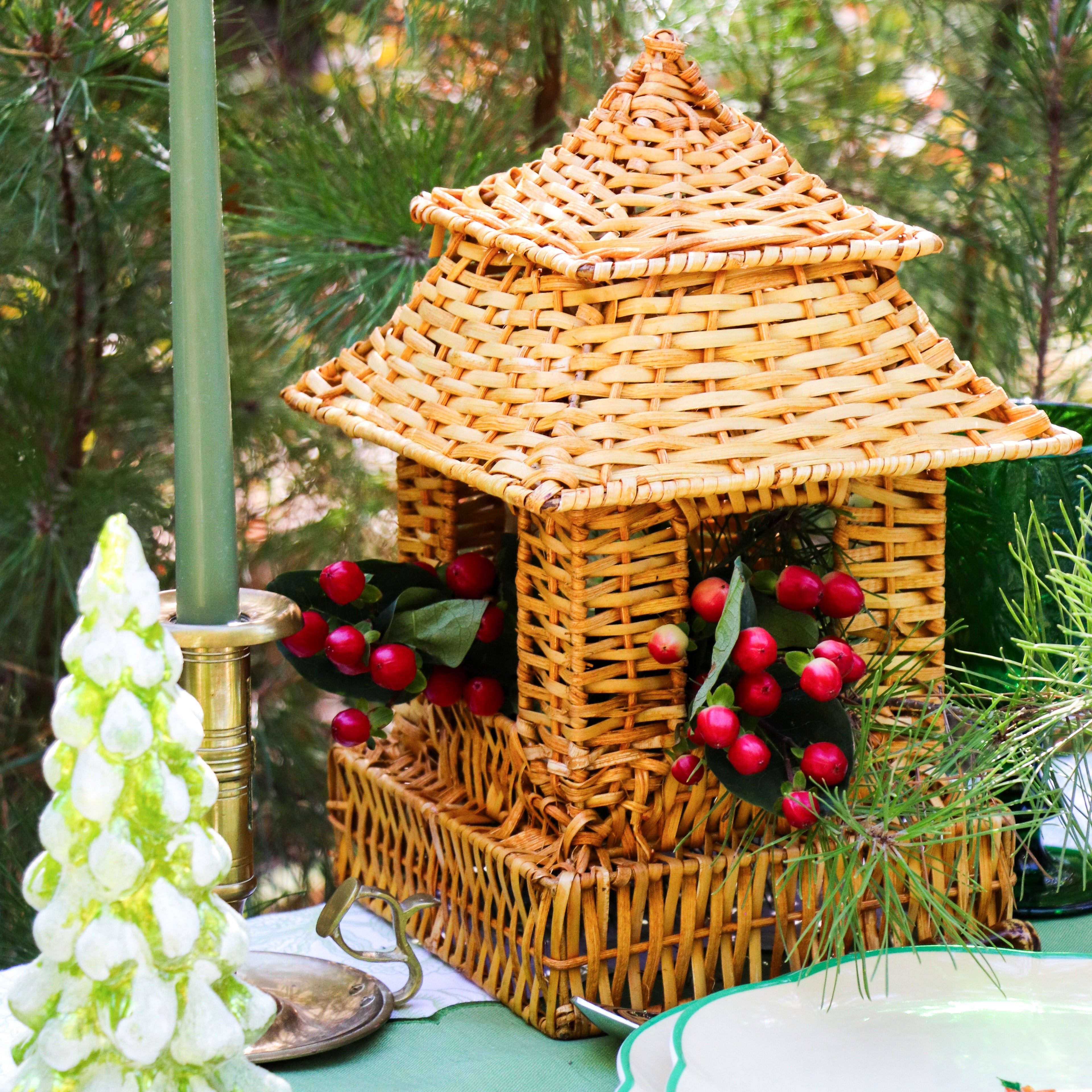 Natural Rattan Pagoda Set - Pair of Large