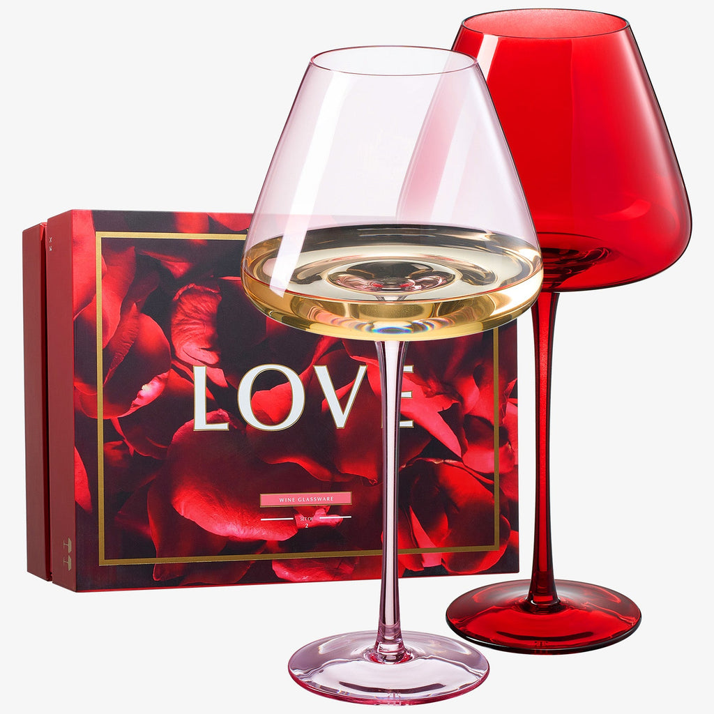 Love Stemmed Wine Glassware & Quartz Stone Chillers Set