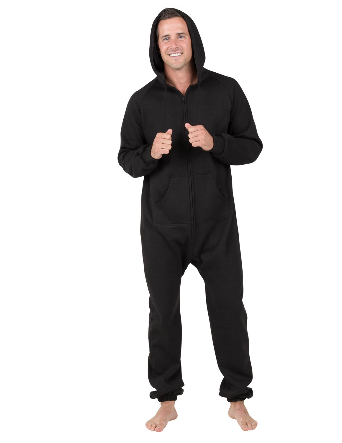 Pitch Black Adult Footless Hoodie Onesie