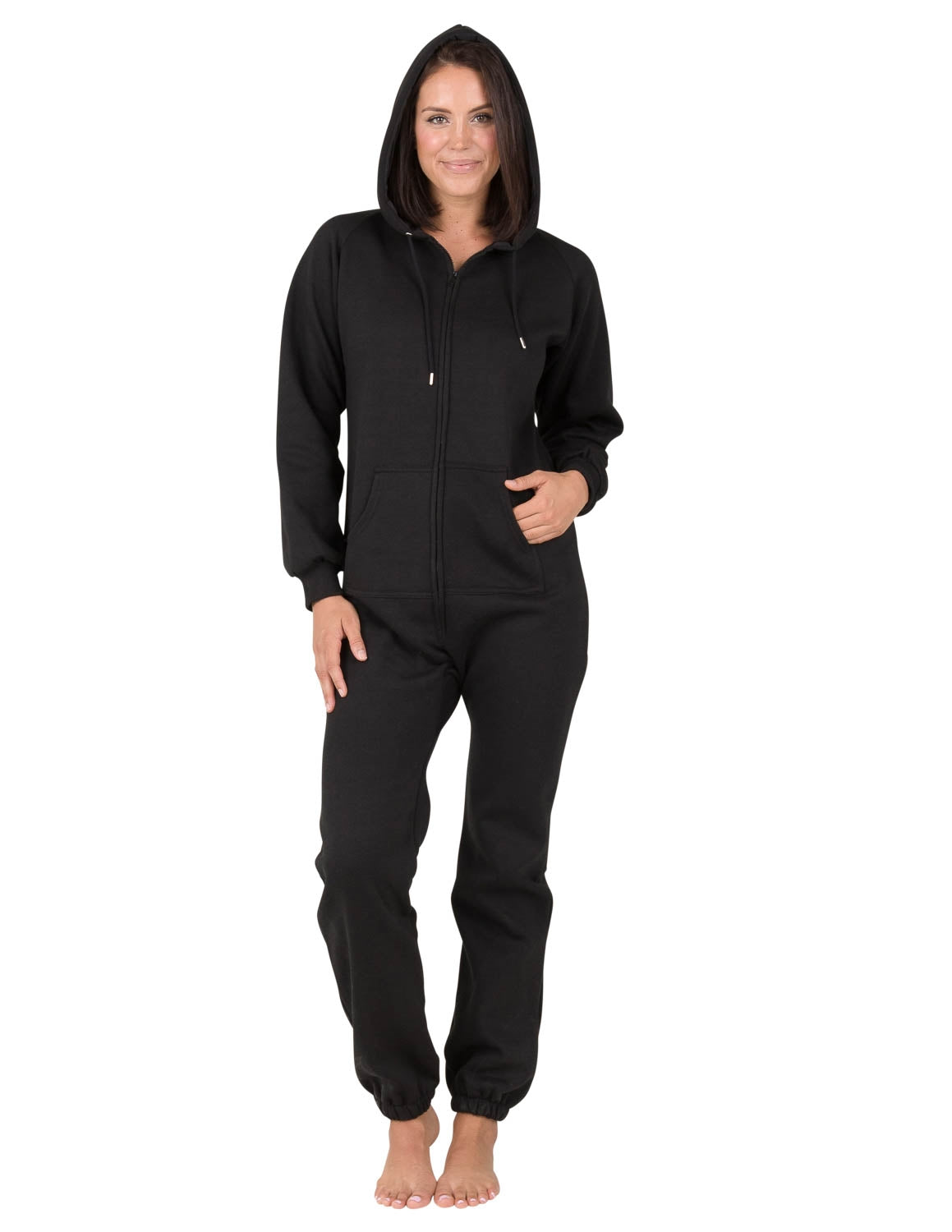 Pitch Black Adult Footless Hoodie Onesie