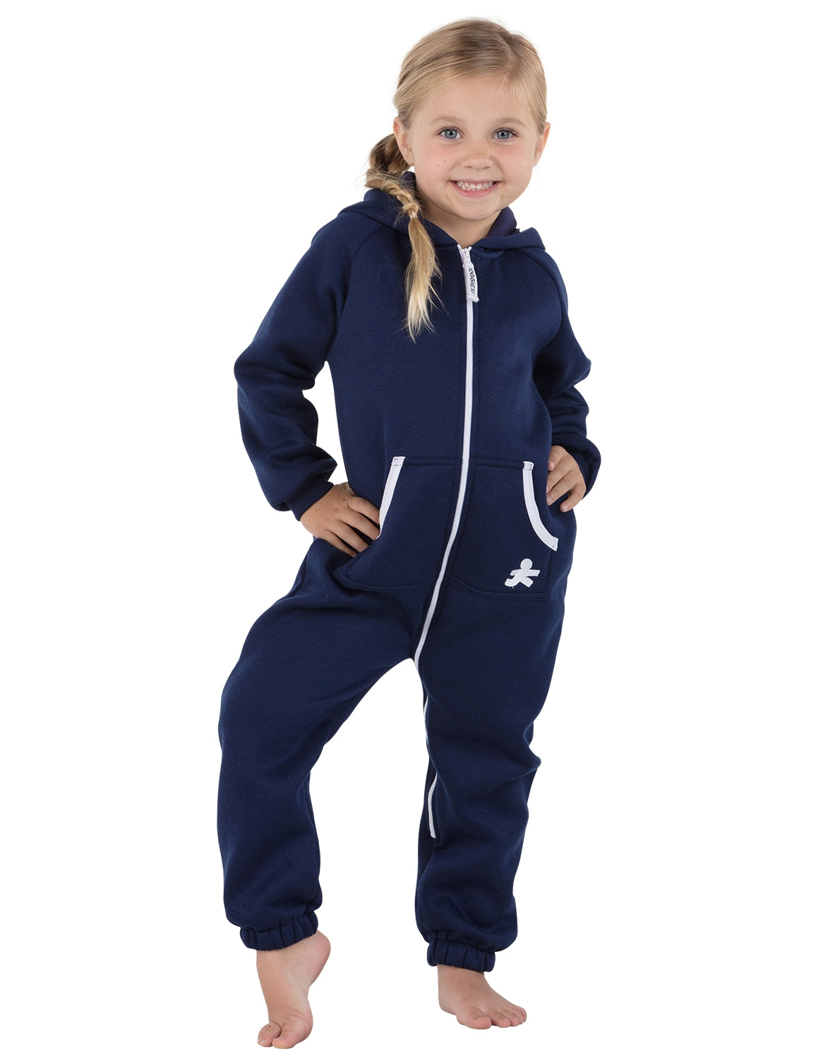 Navy Blue Toddler Footless Hoodie Onesie