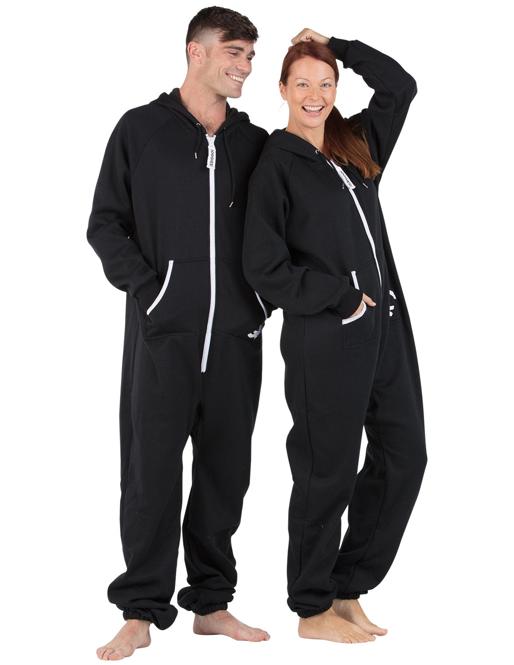 Black and White Adult Footless Hoodie Onesie