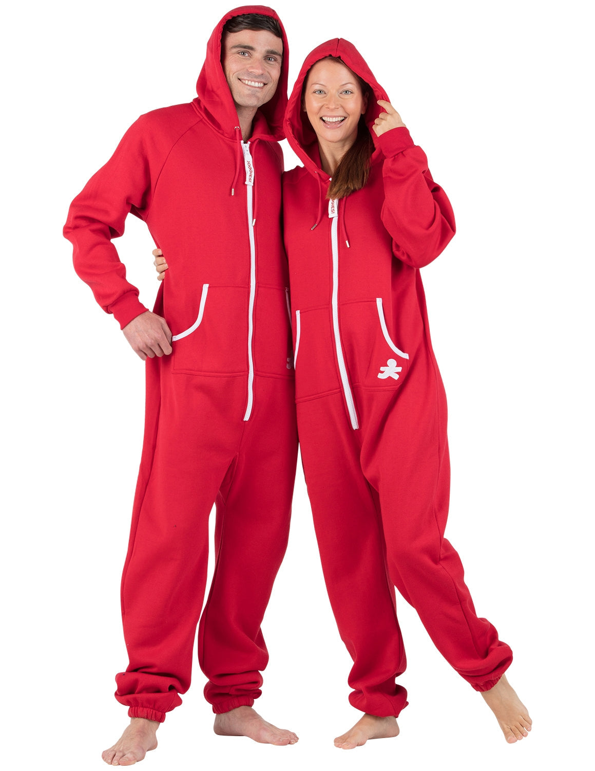 Red & White Adult Footless Hoodie Onesie