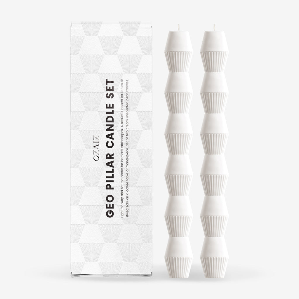 ZAI Geometric Pillar Candle in Ivory