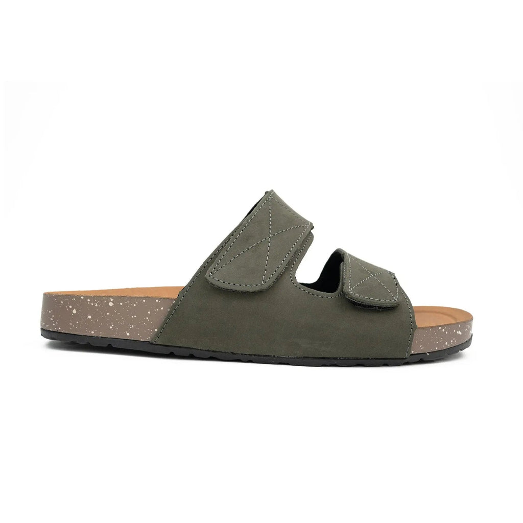 Olive Green Double - Strap Slides