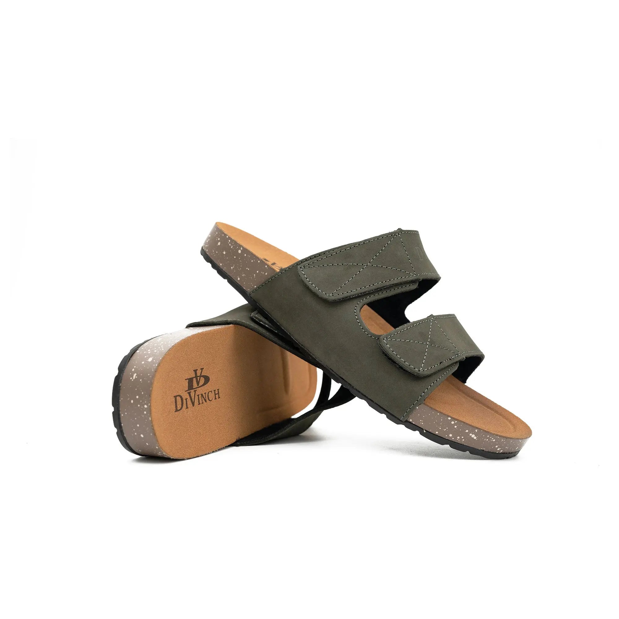 Olive Green Double - Strap Slides