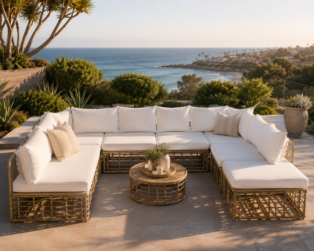 Outdoor Patio Furniture, All-Weather Rattan Sectional Sofa Set With Thick Cushions And Pillows, Freely Combined Conversation Sets For Garden, Backyard, Balcony