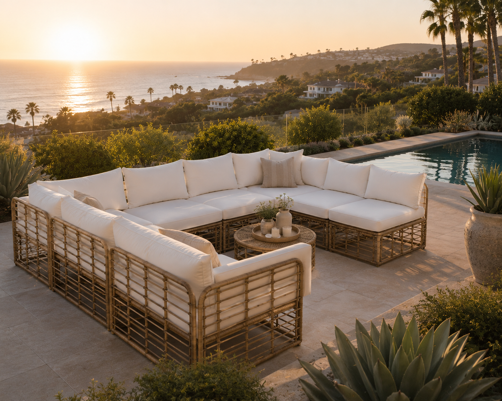 Outdoor Patio Furniture, All-Weather Rattan Sectional Sofa Set With Thick Cushions And Pillows, Freely Combined Conversation Sets For Garden, Backyard, Balcony