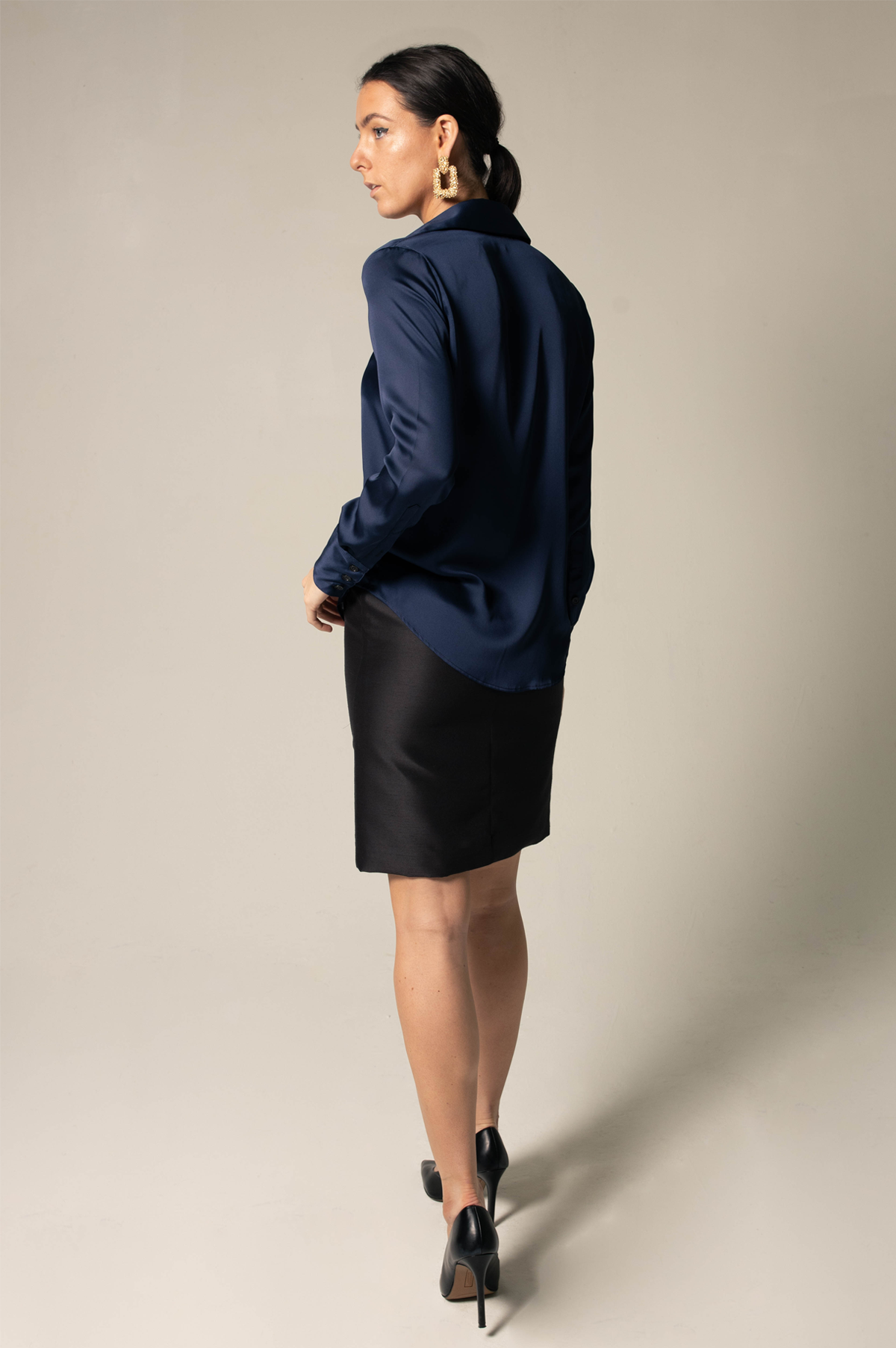 Classy Women Silk Blouse in Royal Blue – Elegant Silk Top