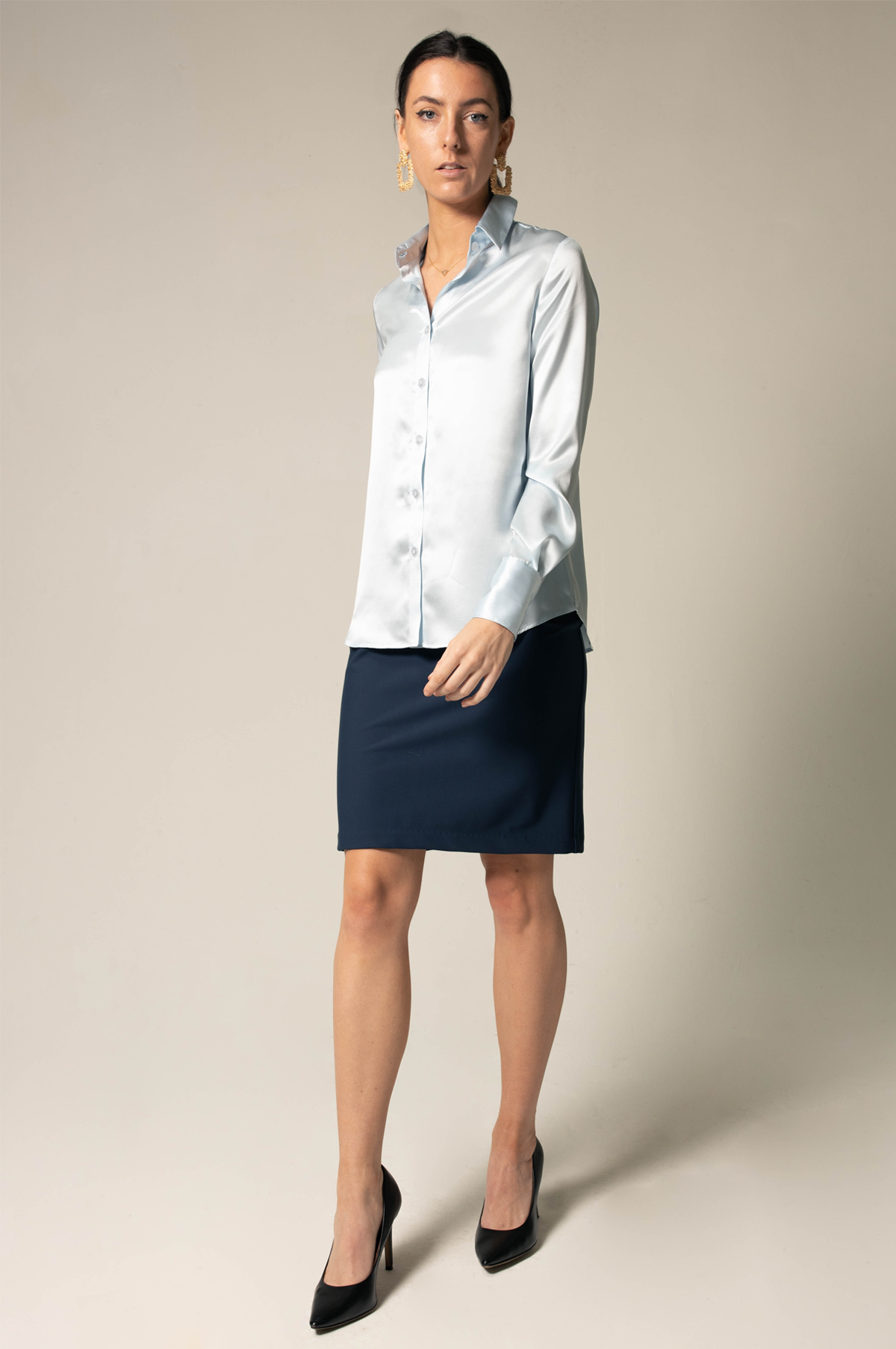 Luxe Silk Blouse in Blue – Luxurious Women’s Silk Top