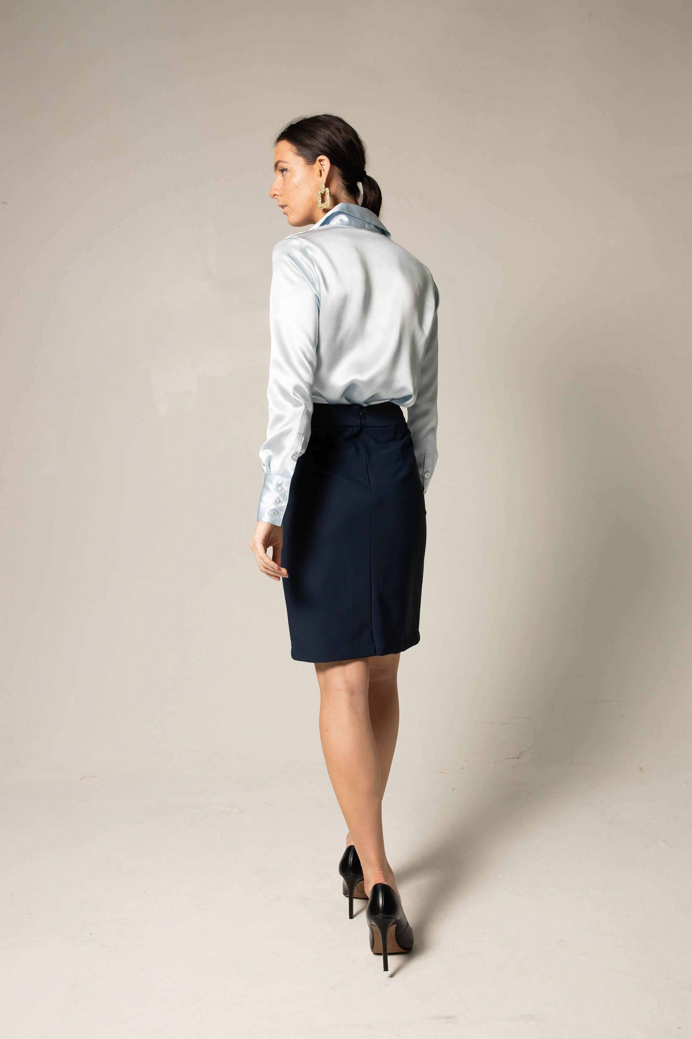Luxe Silk Blouse in Blue – Luxurious Women’s Silk Top
