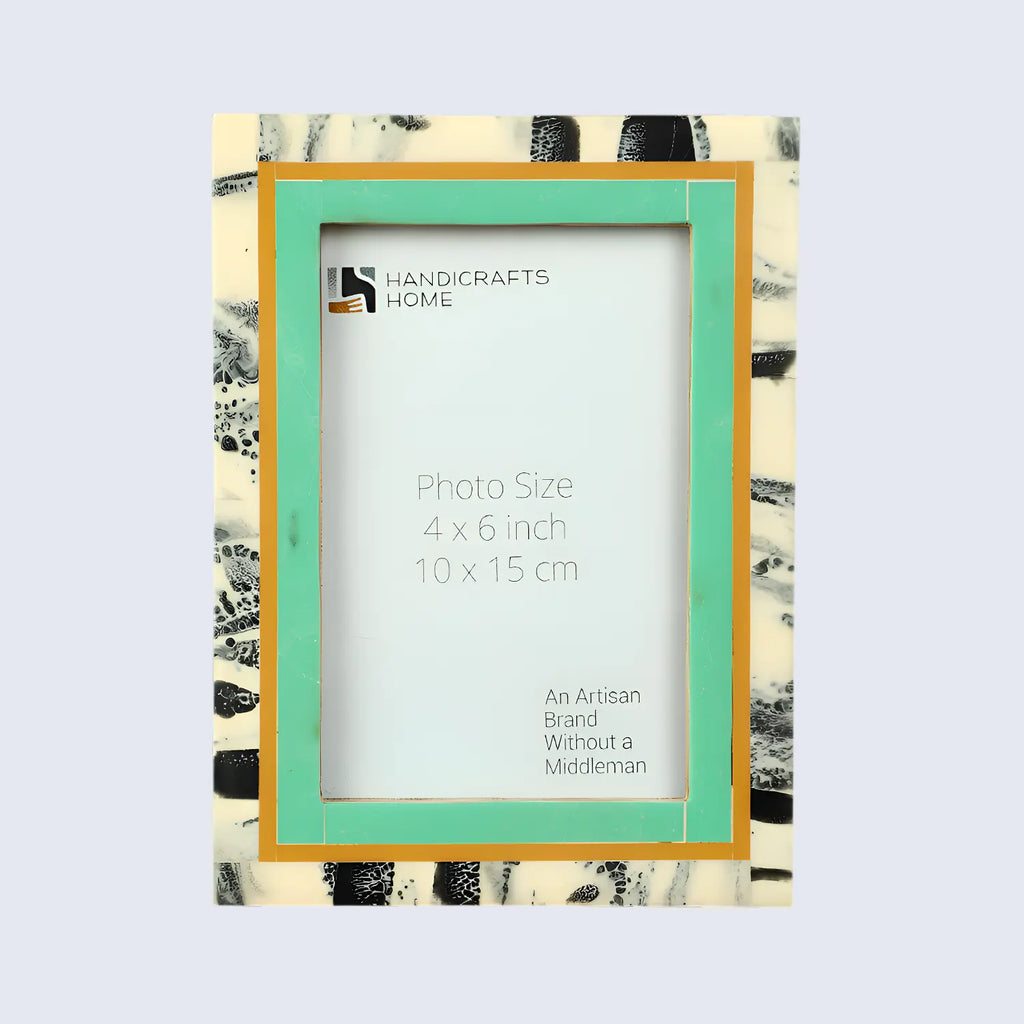 Green Abstract Ink Resin Inlay Picture Frame in 4x6 & 5x7