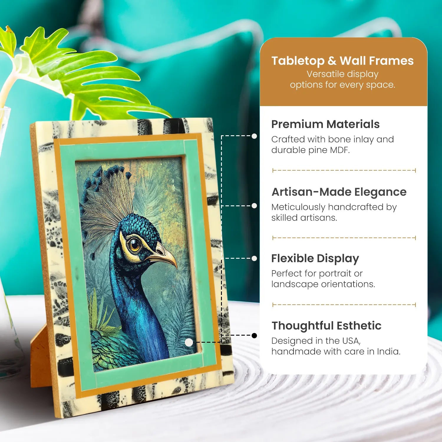 Green Abstract Ink Resin Inlay Picture Frame in 4x6 & 5x7