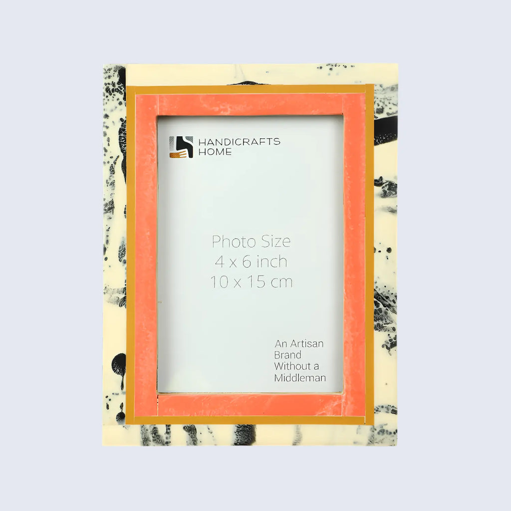 Peach Abstract Ink Resin Inlay Picture Frame in 4x6 & 5x7