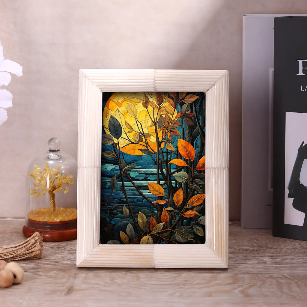 Hand Carved White Bone Inlay Photo Picture Frame in 3 Sizes