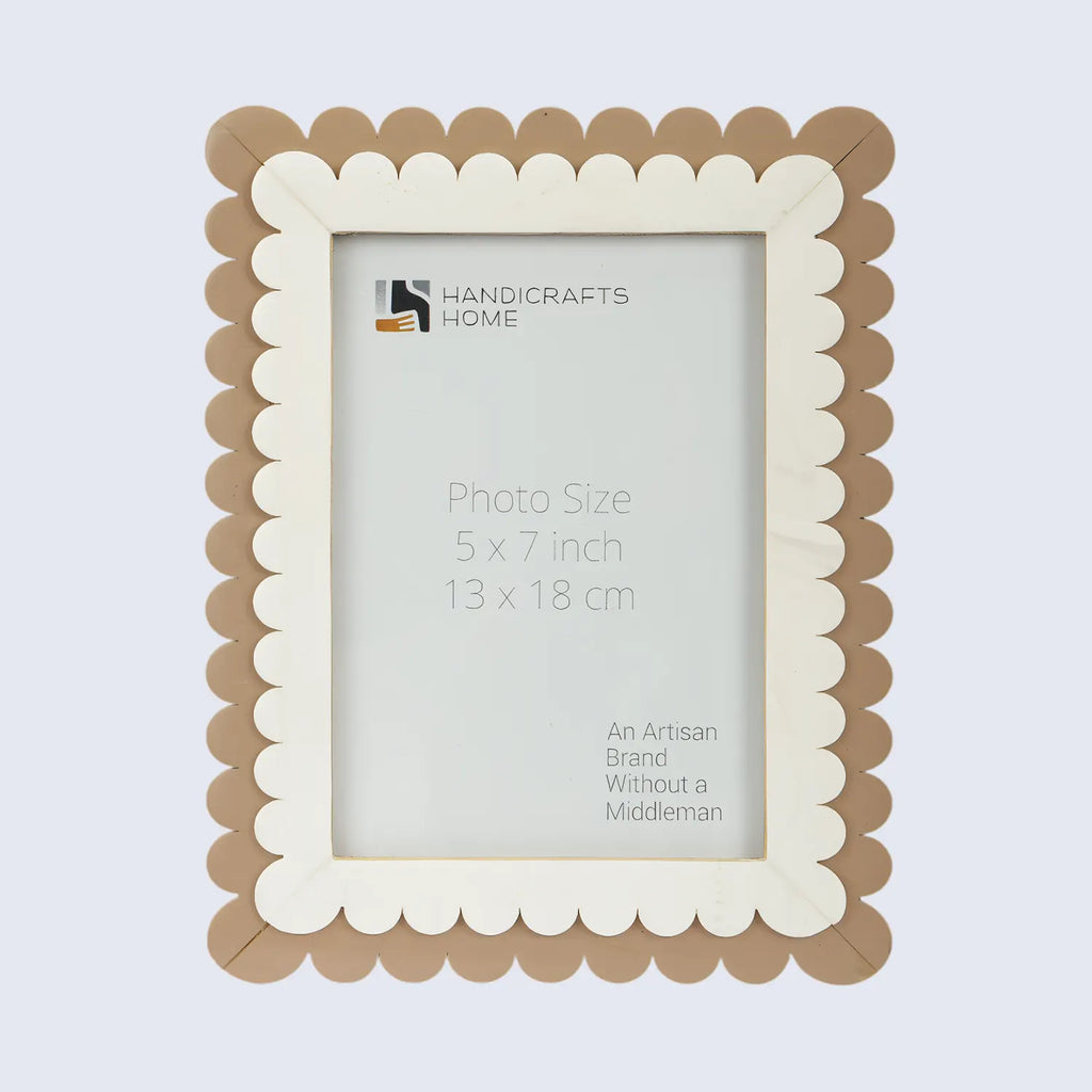 Petal Scallop Pattern Picture Frame White & Brown - 4x6 & 5x7