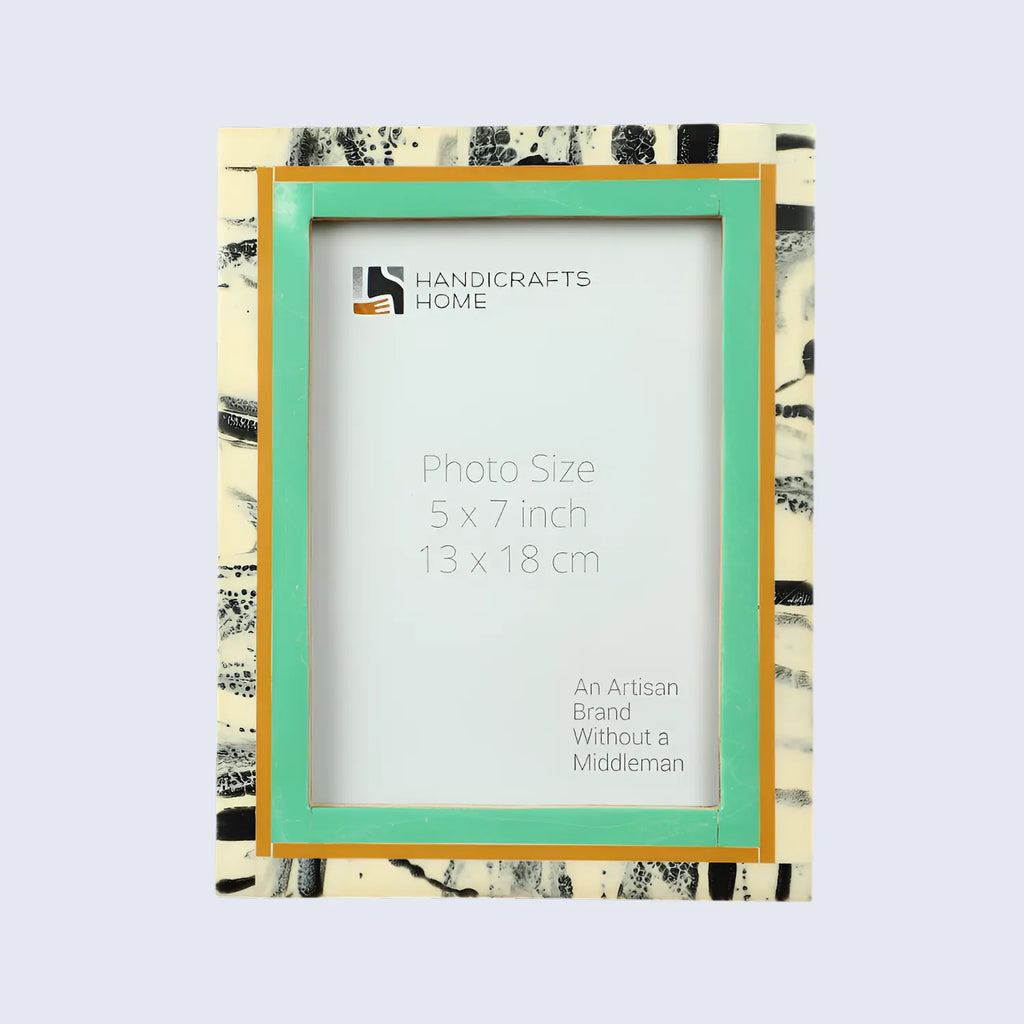 Green Abstract Ink Resin Inlay Picture Frame in 4x6 & 5x7