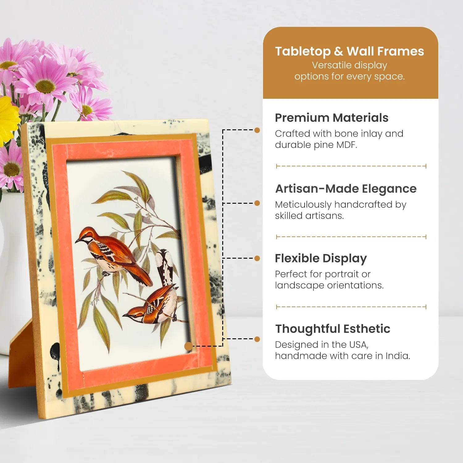 Peach Abstract Ink Resin Inlay Picture Frame in 4x6 & 5x7