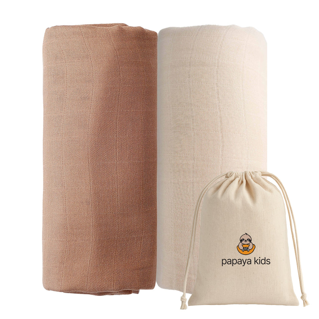 Muslin Swaddle Blankets - Soft Breathable Baby Swaddle Wrap, Bamboo Viscose & Cotton Receiving Blankets for Newborns, 2-Pack