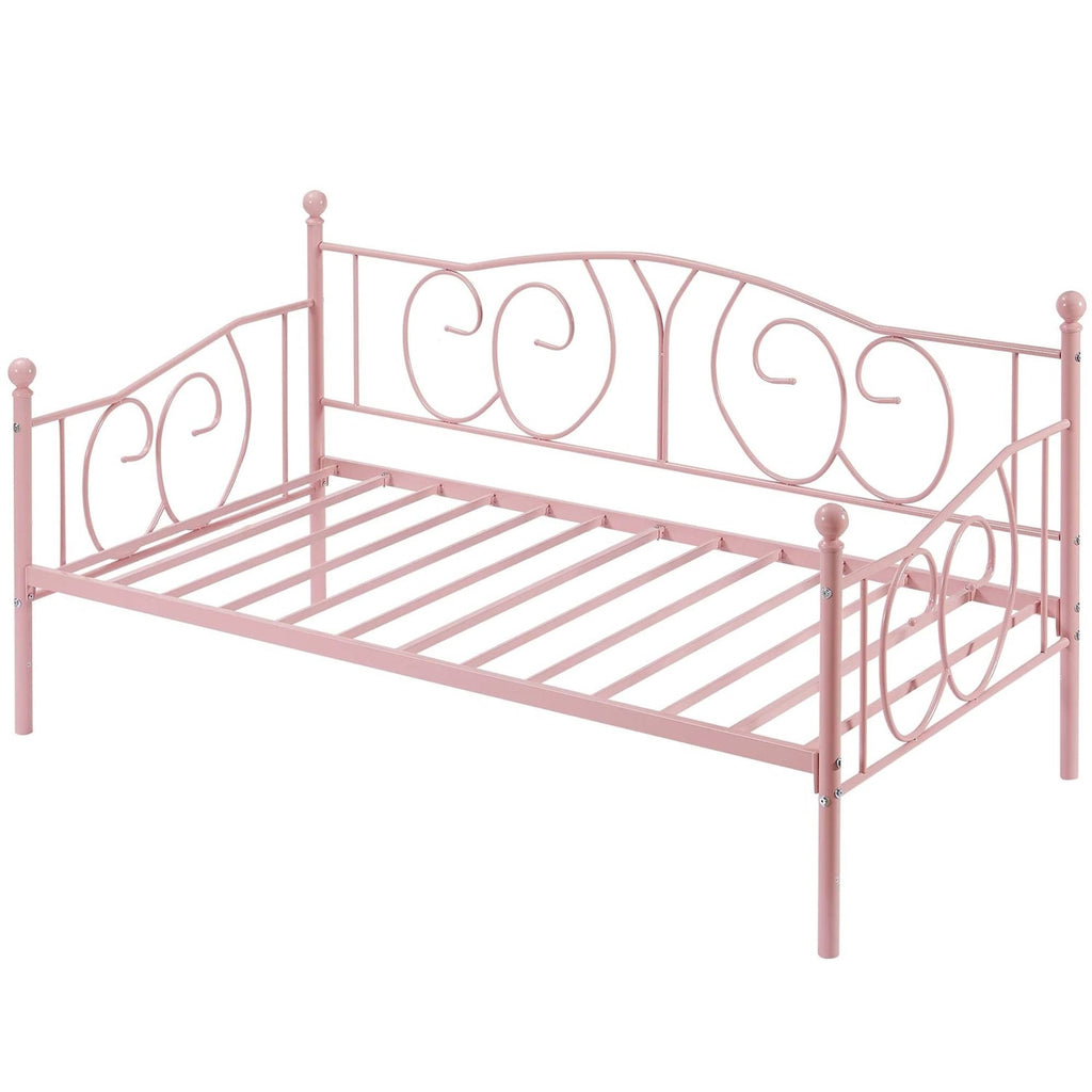 Twin size Victorian Pink Metal Daybed Frame - 350 lbs. Weight Capacity