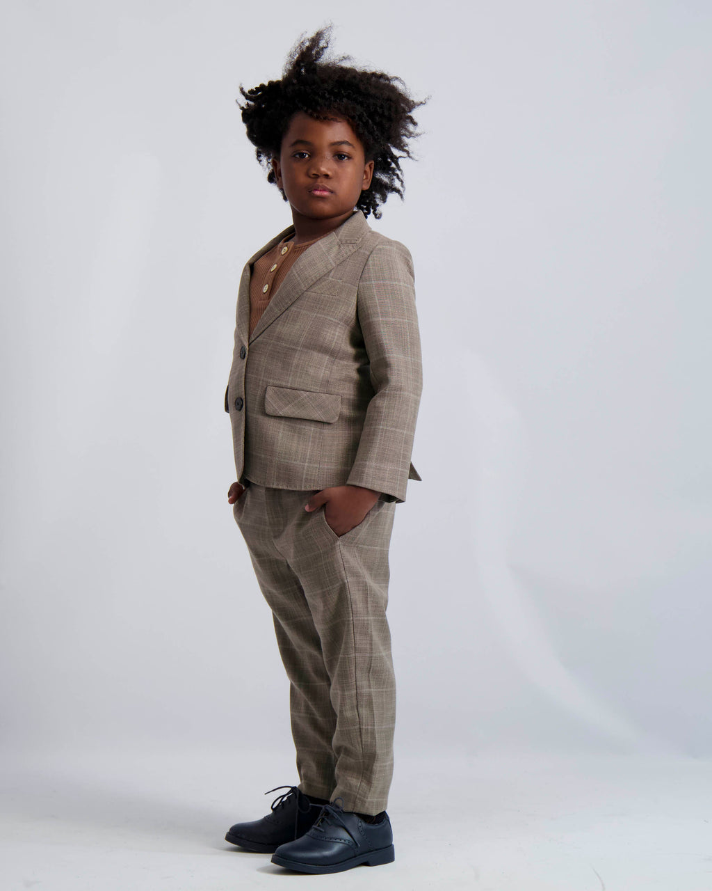 Camel Windowpane Dress Pants