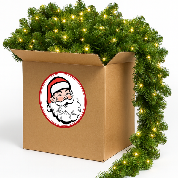 Green Garland with Warm White Lights |  99'X 8