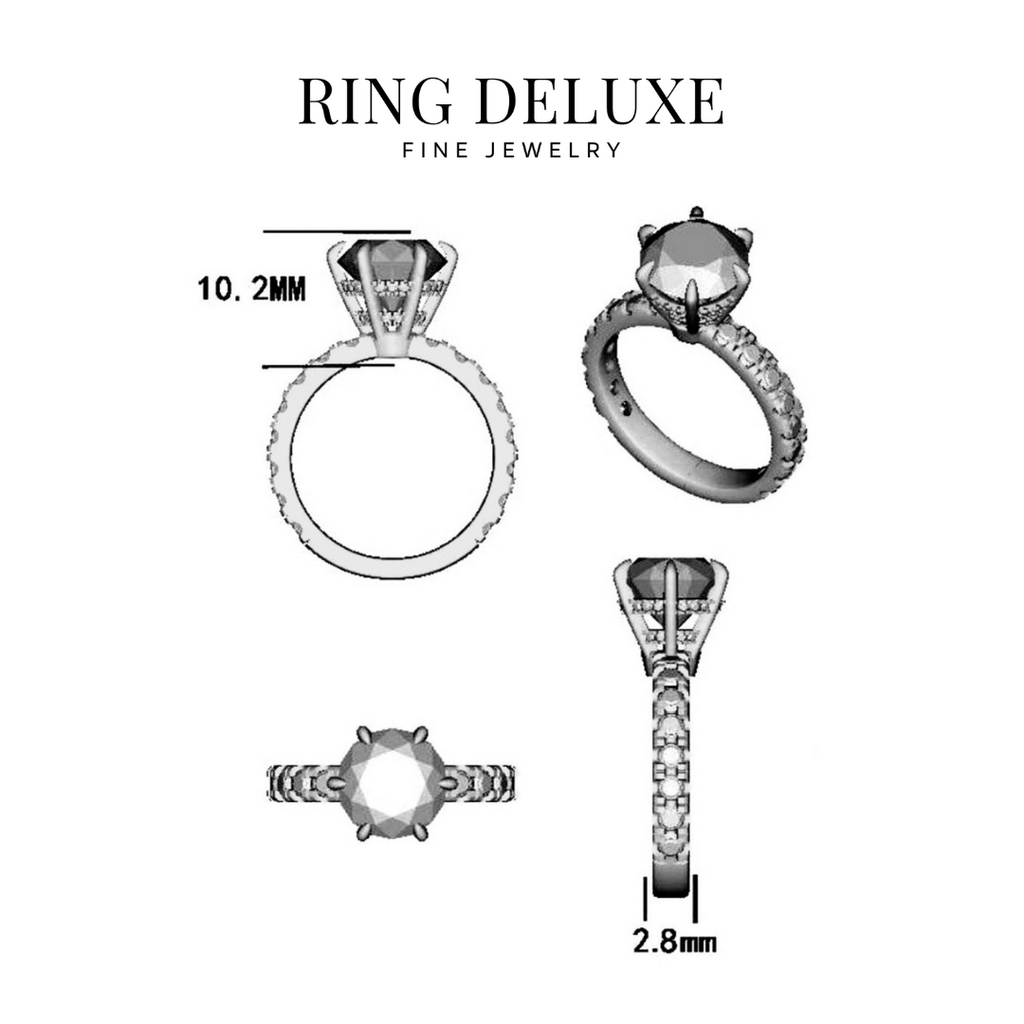 3.5ct Round Cut Moissanite Double Hidden Halo Engagement Ring