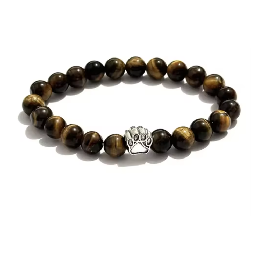 PawZee Tiger's Eye Paw Print Charm Bracelet
