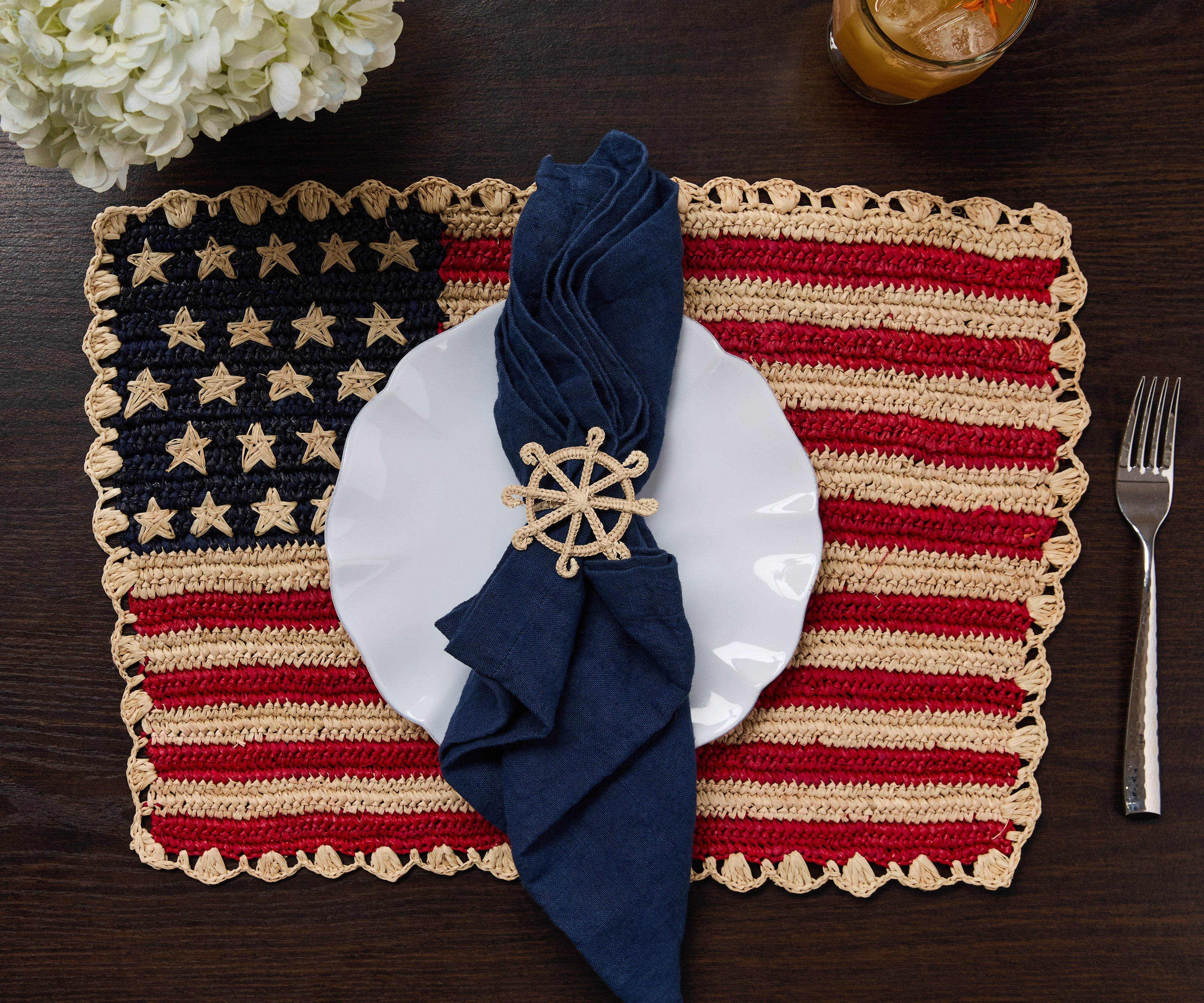 Handcrafted Scalloped Americana Placemats-American Flag Design - Payton James X Tuckernuck