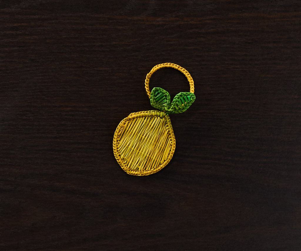 Lemon Napkin Ring – 3.5” Handwoven Iraca Palm – Artisan Summer Table Decor from Colombia