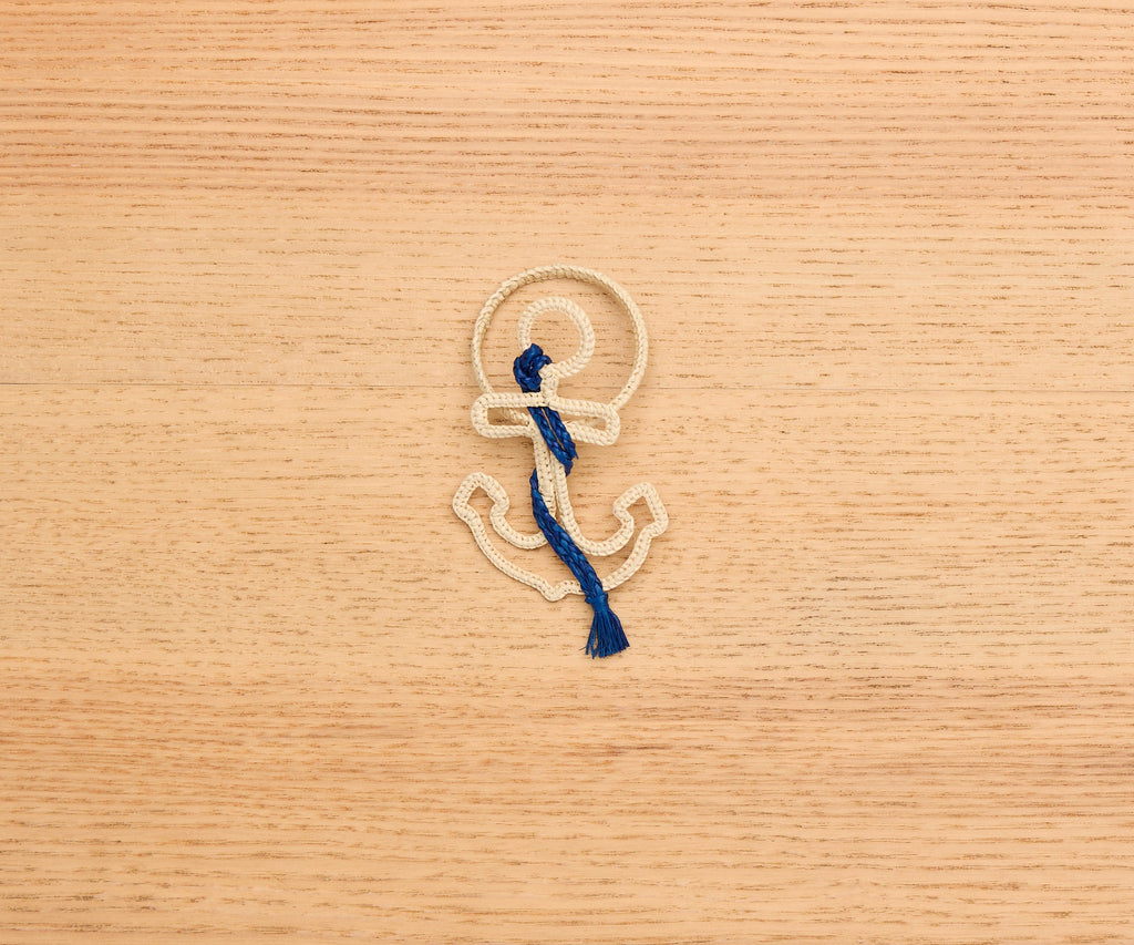 Nautical Anchor Napkin Rings – Coastal Table Decor, Handmade Raffia Napkin Holders, Set of 4 Blue and White Anchor Rings, Ocean Party Decor