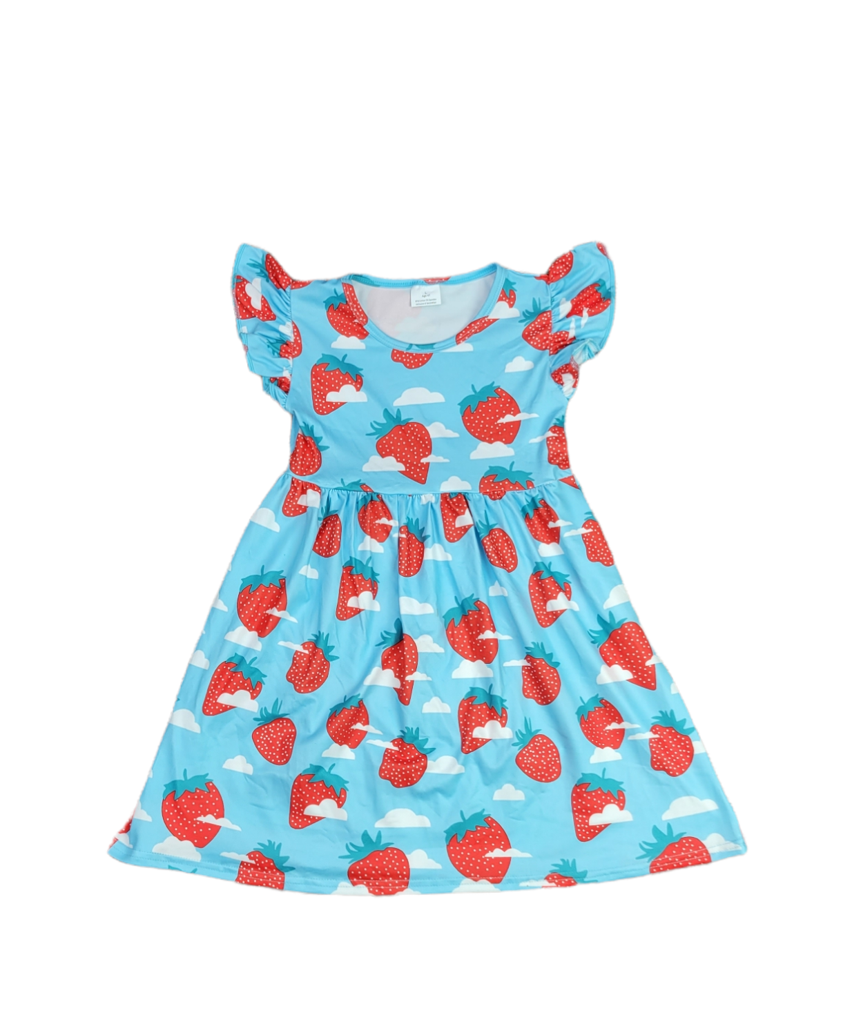 Strawberry Clouds Long Flutter Milk Silk Dress