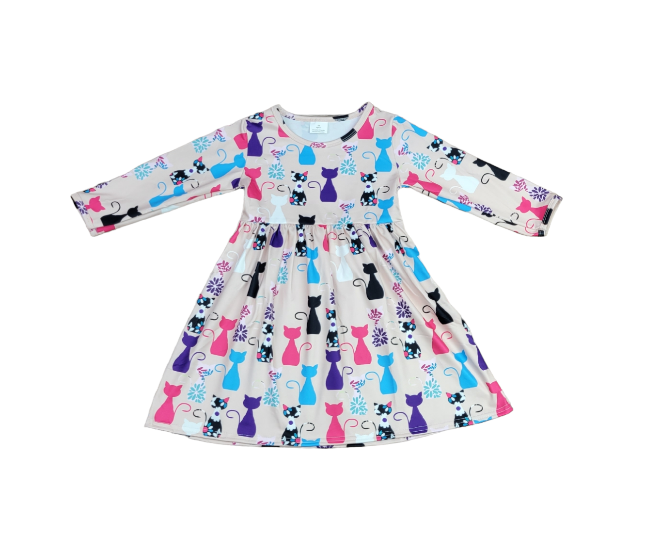 Silhouette Kitty Long Sleeve Milk Silk Dress