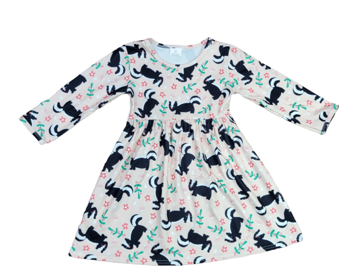 Skunk Long Sleeve Milk Silk Dress