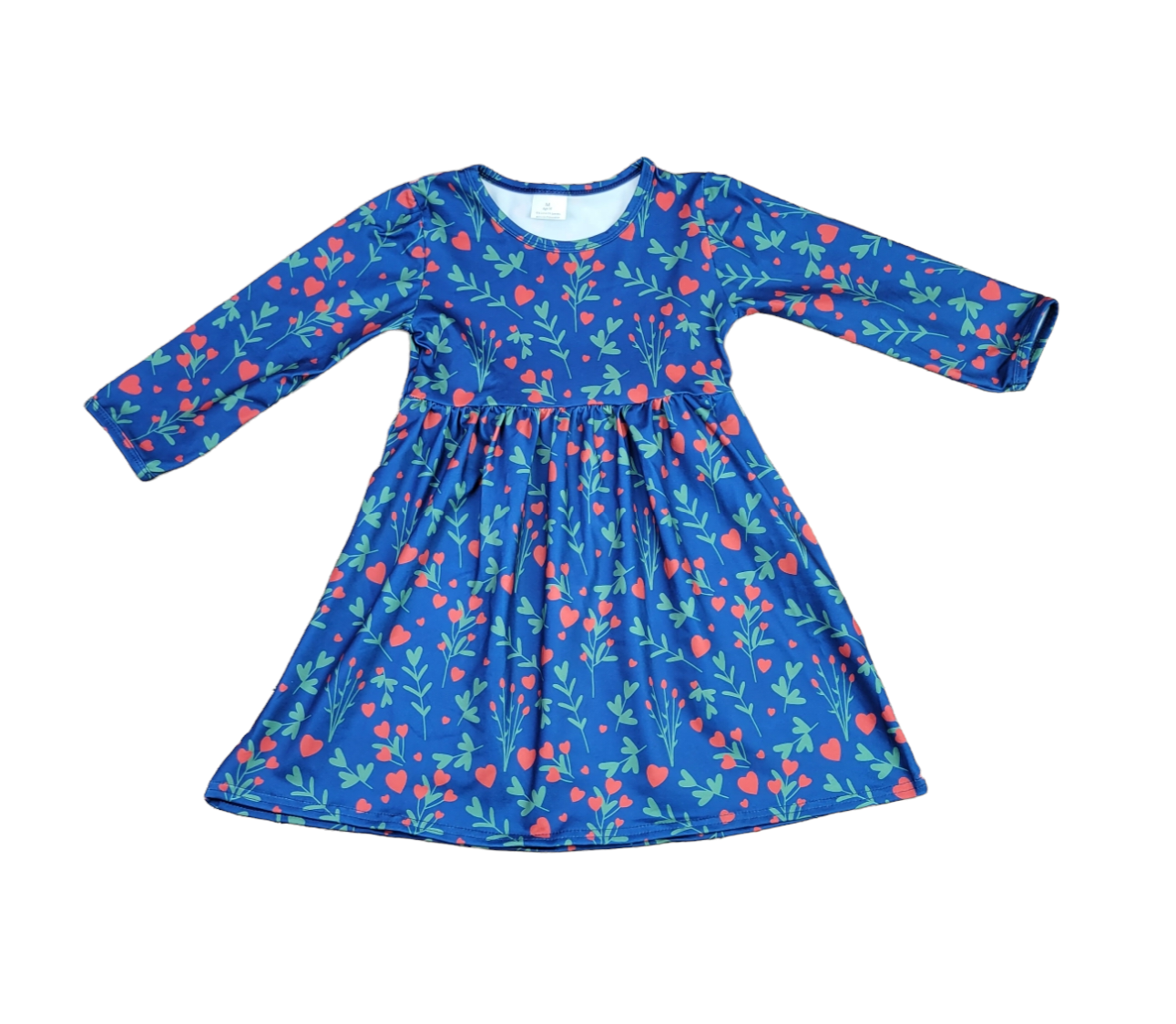 Heart Tulips Long Sleeve Milk Silk Dress
