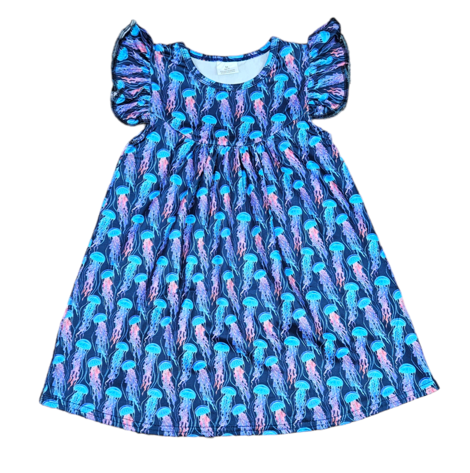 Jellyfish Milk Silk Flutter Dress