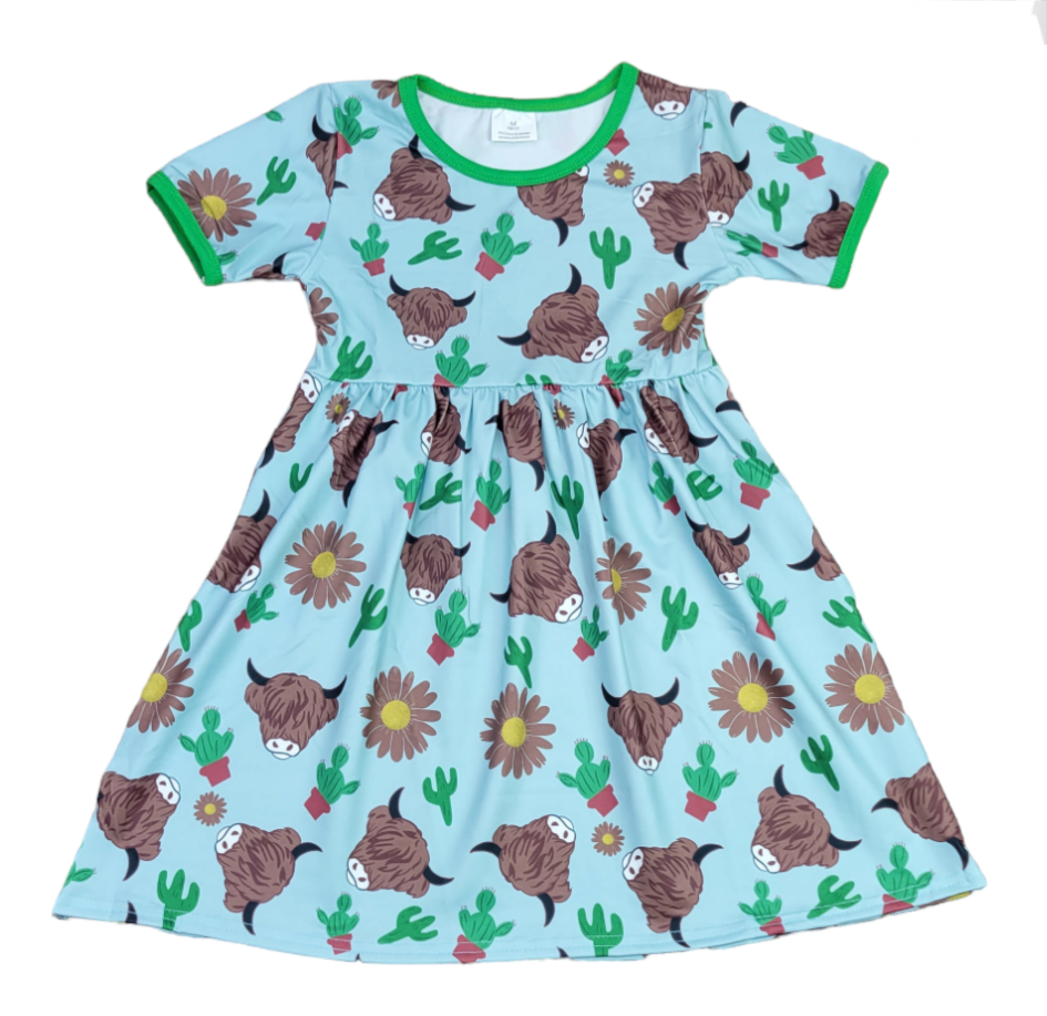 Fall Longhorn Short Sleeve Milk Silk Dress