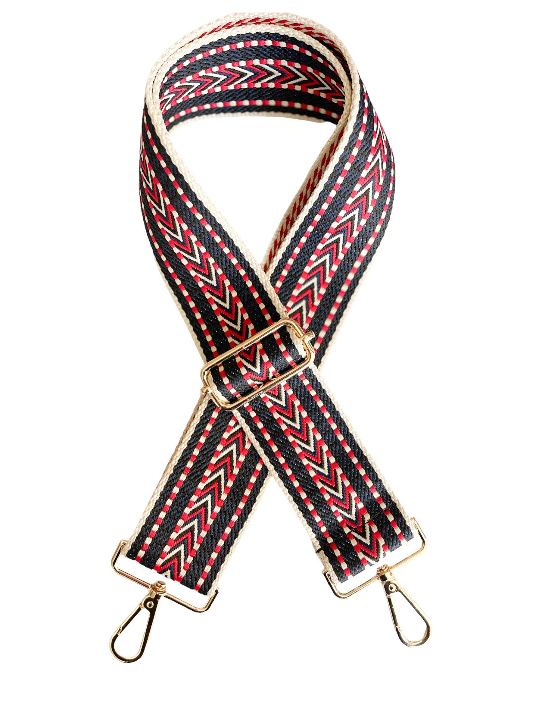 Navy & Red Abstract- Gold Hardware