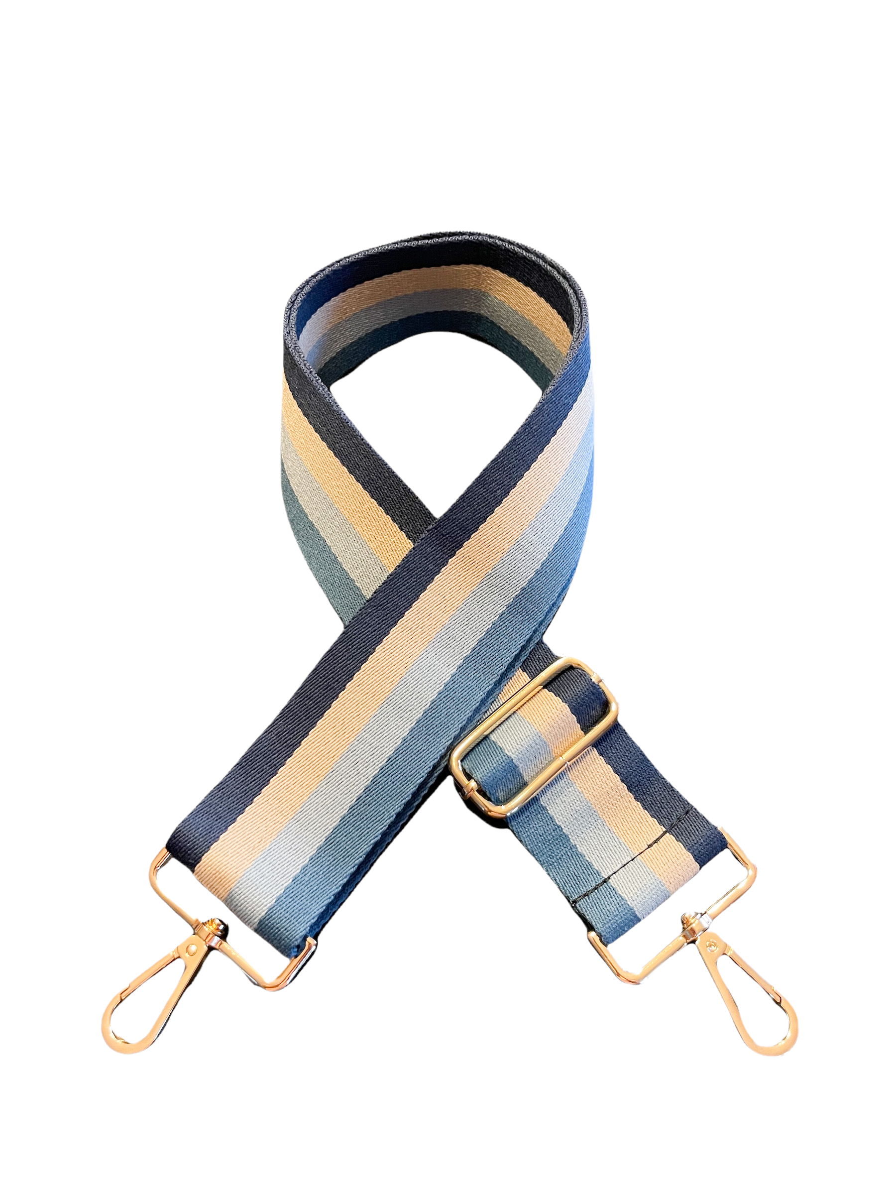 Denim Stripe Bag Strap - Gold Hardware