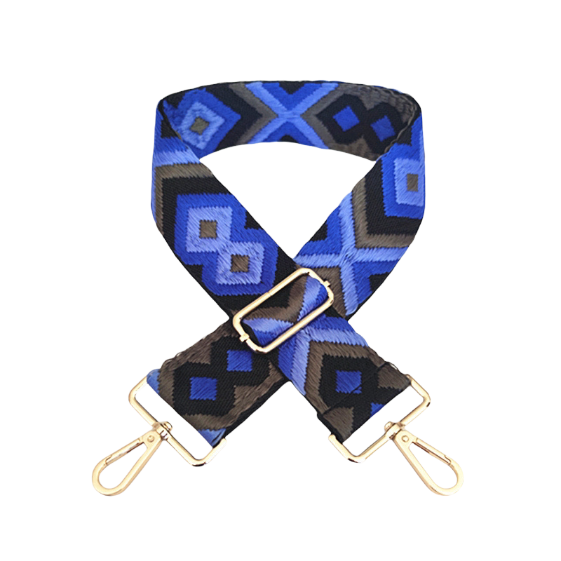 Royal Blue Boho Bag Strap - Gold Hardware