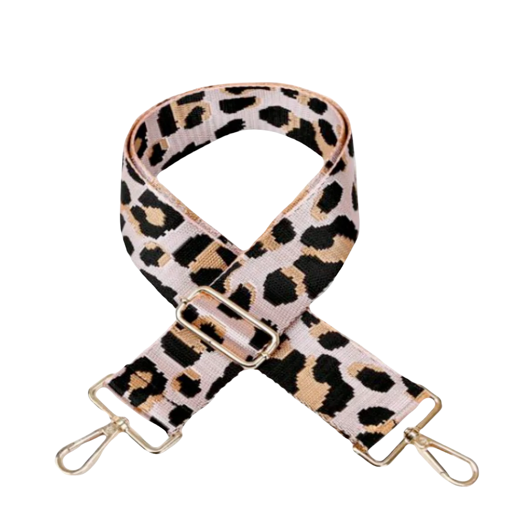 Blush Leopard Bag Strap - Gold Hardware