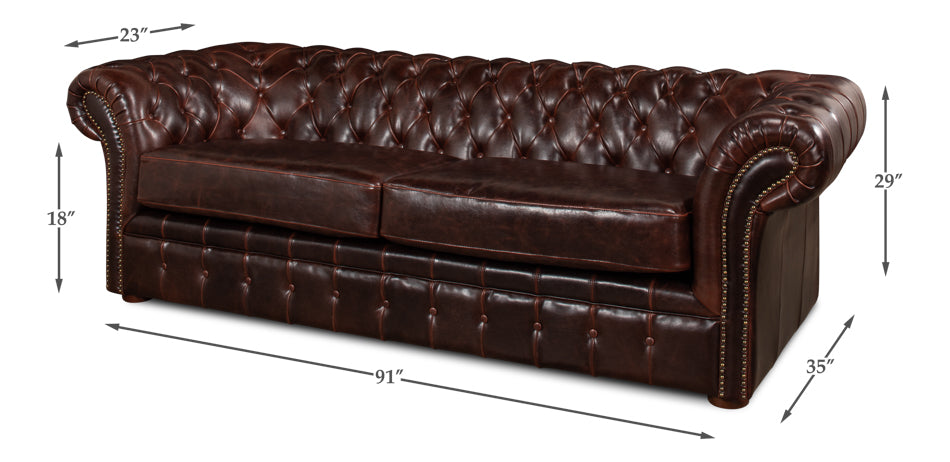 Piccadilly Sofa, Club Leather | By Sarried