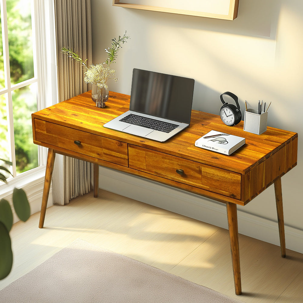 Acacia Lagom 48" Solid Wood Work Desk with Drawers