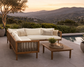 Premium Outdoor Sofa Set With Waterproof Cushions Sectional Seating Group With Acacia Wood And Wicker - Brown Mix / Beige