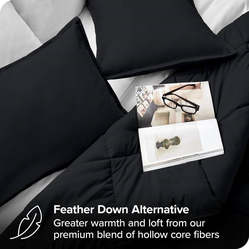 Queen size Luxuriously Soft Down Alternative Comforter Set in Black