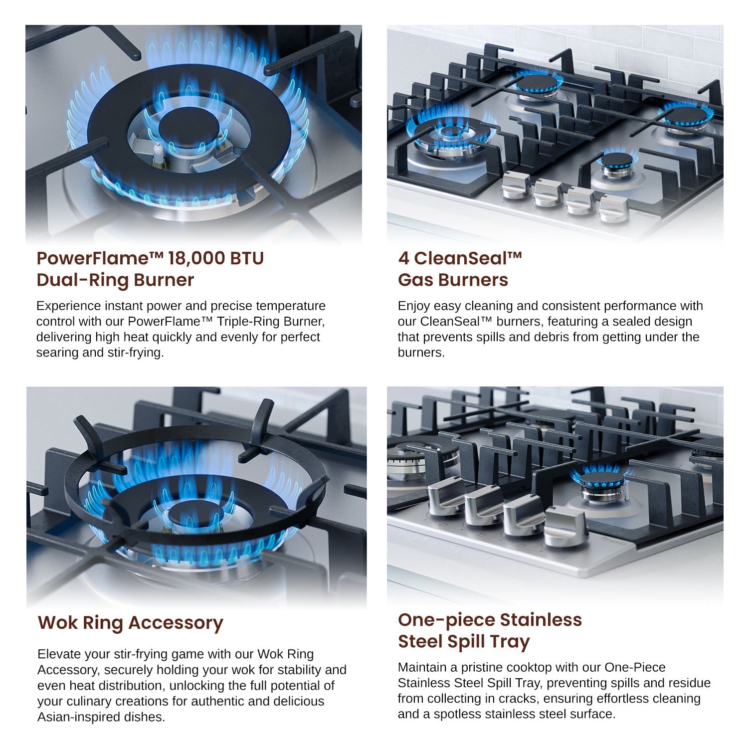 Rangaire 24" Gas Cooktop 4 Burners Stainless Steel RCG241S