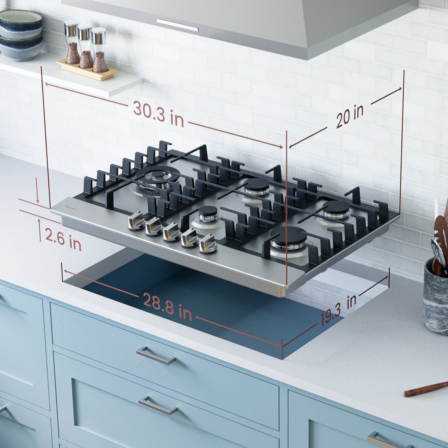 Rangaire 30" Gas Cooktop 5 Burners Stainless Steel RCG301S