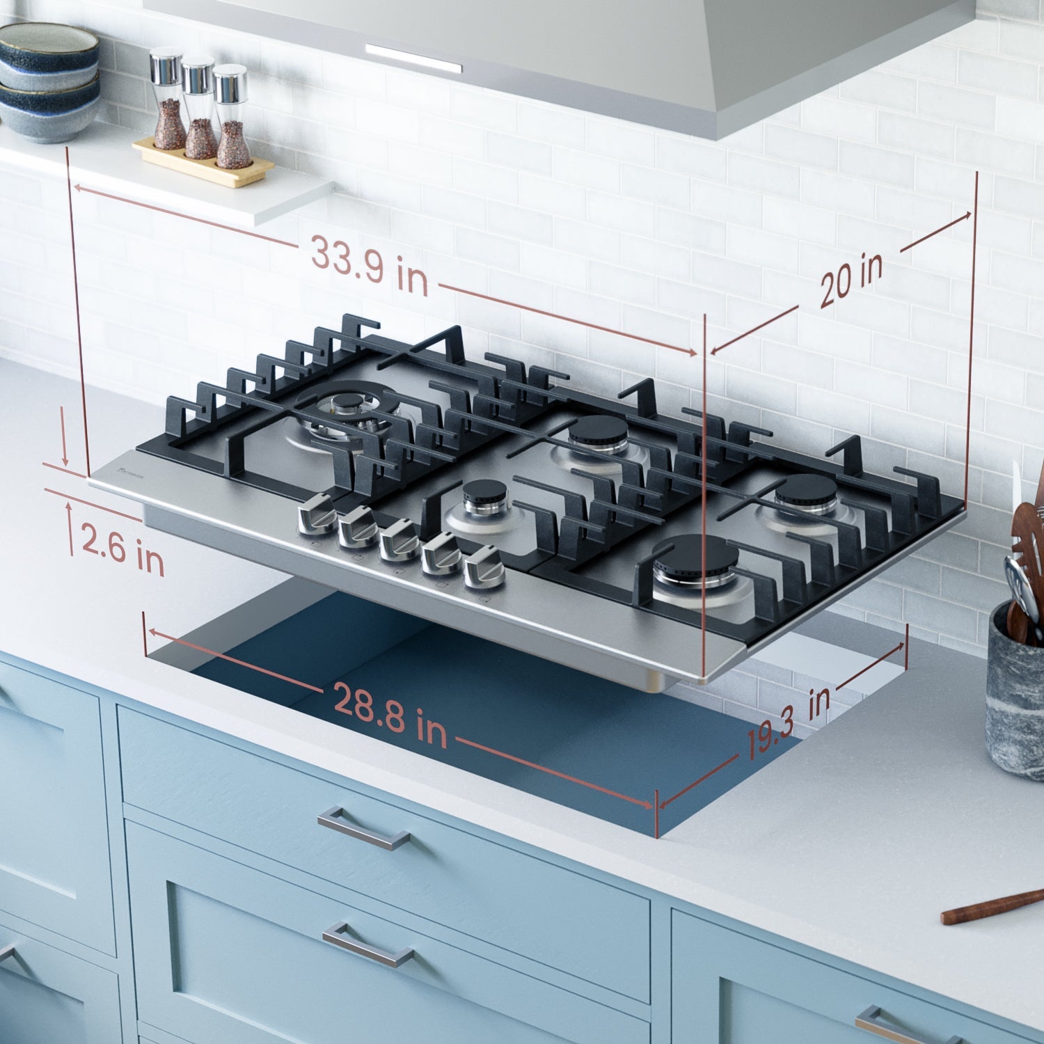 Rangaire 34" Gas Cooktop 5 Burners Stainless Steel RCG341S